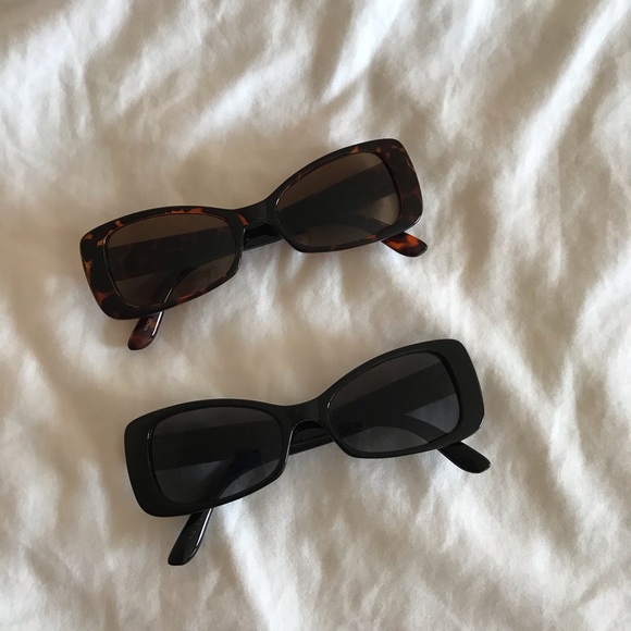 Rectangular black and tortoise shell sunglasses - Picture 2 of 4